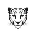 Cheetah Head Icon, Minimal Panther Portrait, Cheetah Pictogram, Generative AI Illustration Royalty Free Stock Photo