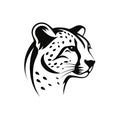 Cheetah Head Icon, Minimal Panther Portrait, Cheetah Pictogram, Generative AI Illustration Royalty Free Stock Photo