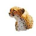 Cheetah large cat from North, Southern East Africa isolated digital art illustration. Southeast African cheetah hand drawn
