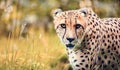 Cheetah looking alerted during hunting