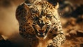 Cheetah, majestic big cat, walking in the wilderness, focused and fierce generated by AI