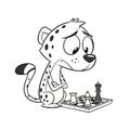 Cheetah Playing Chess in Congested Scene Royalty Free Stock Photo