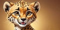 Cheetah portrait on a brown background. Illustration of a wild animal. Copy space.