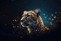 Cheetah portrait double exposure illustration - Generative AI.