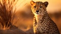 Cheetah portrait at sunset in kruger national park, namibia, AI