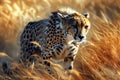 Cheetah Prowling On Savanna, Digitally Depicted In Captivating Artwork