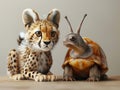 Cheetah rabbit hybrid and snail turtle hybrid, Generative AI Illustration