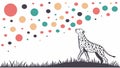 Cheetah running with abstract dotted and swirling patterns. vector design Generative AI Royalty Free Stock Photo