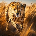 cheetah running in the african field generative AI Royalty Free Stock Photo