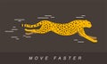 Cheetah running faster, side view, flat design, vector Royalty Free Stock Photo