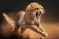 Cheetah running, hunting and attacking, predator, Generative AI Royalty Free Stock Photo