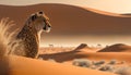 Cheetah in the sand dunes of the Sahara desert. Royalty Free Stock Photo