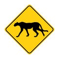 Cheetah silhouette animal traffic sign yellow vector