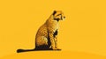 Minimalist Cheetah Illustration On Yellow Background Royalty Free Stock Photo