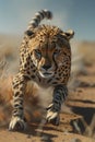 Cheetah sprinting in african savanna with photorealistic detail, showcasing dynamic agile predator
