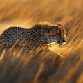 Cheetah Stalking Through Golden Grass Royalty Free Stock Photo