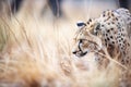 cheetah stalking prey in bushland Royalty Free Stock Photo