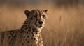 Cheetah Stalking Prey in Tall Grass Royalty Free Stock Photo