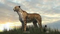 Cheetah standing on a grass area Royalty Free Stock Photo