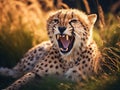 Cheetah yawning Royalty Free Stock Photo
