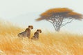 Cheetahs in Tall Grass, African Savanna Royalty Free Stock Photo