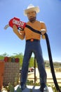 Big Josh Cheez-t dispensing muffler man at the Cheez-it pop up store