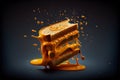 Cheez Splashing Over Sandwich on Dark and Moody Background AI Generative