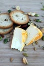 Cheeze snack with crackers and mixed nut Royalty Free Stock Photo