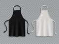 Chef apron. Black white culinary cloth aprons chef uniform kitchen cotton cooking clothes isolated vector mockup