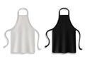 Chef apron. Realistic kitchen uniform, black and white cooking cloth, clothes for kitchener, restaurant or cafe waiter Royalty Free Stock Photo