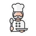 Chef avatar. Cook man working. Restaurant services. Profile user, person. People icon. Vector illustration