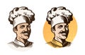 Chef, baker, cook symbol. Cooking, restaurant or cafe logo. Vector illustration