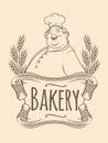 Chef baker label unicolorous Royalty Free Stock Photo