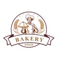 Chef Bakery Shop Logo, Sign, Template, Emblem, Vector Design