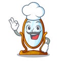 Chef big cartoon mirror in wooden frame