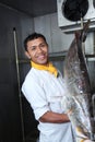 Chef and big fish Royalty Free Stock Photo