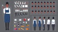 Chef Black Woman, Cook Character Construction and Animation Pack, Black Woman Wearing chef cloths and Hat, with blue