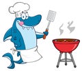 Chef Blue Shark Cartoon Mascot Character Royalty Free Stock Photo