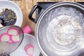 Chef boiling kamaboko fish cake in pot Royalty Free Stock Photo