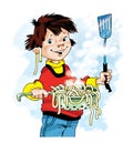 Chef boy pasta colander cartoon