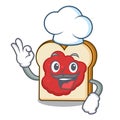 Chef bread with jam character cartoon