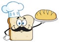 Chef Bread Slice Cartoon Mascot Character Presenting Perfect Bread