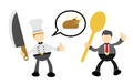 chef and businessman cook roast chicken cartoon doodle flat design vector illustration