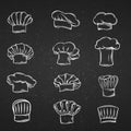 Chef caps, hats and toques icons .