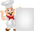 Chef cartoon character with blank sign