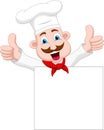 Chef cartoon character with blank sign