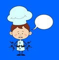 Chef Cartoon - Feeling Pain in Stomach with Speech Bubble
