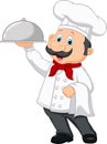 Chef cartoon holding platter