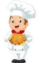 Chef cartoon holding roasted chicken