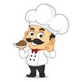 Chef cartoon serving delicious chicken